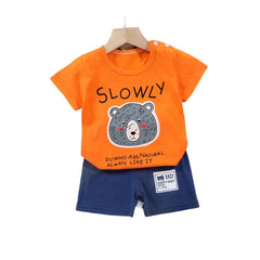 🧢 Smart & Playful! 2-Piece Boys Summer Outfit Set 👕🩳 (Top + Shorts) - ThiGui