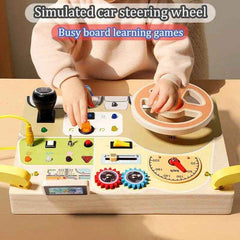 🌳Ultimate Montessori Busy Board – Light-Up Steering Wheel Fun for Curious Little Explorers! - ThiGui