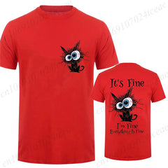Everything Is Fine Black Cat Tee πΎπ₯ Fun & Comfy Unisex Graphic Shirt - ThiGui