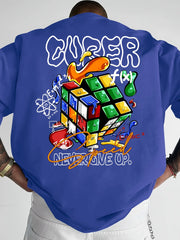 Graffiti Cube Pattern Tee 🎨🔥 Loose Fit Summer Streetwear T-Shirt - ThiGui