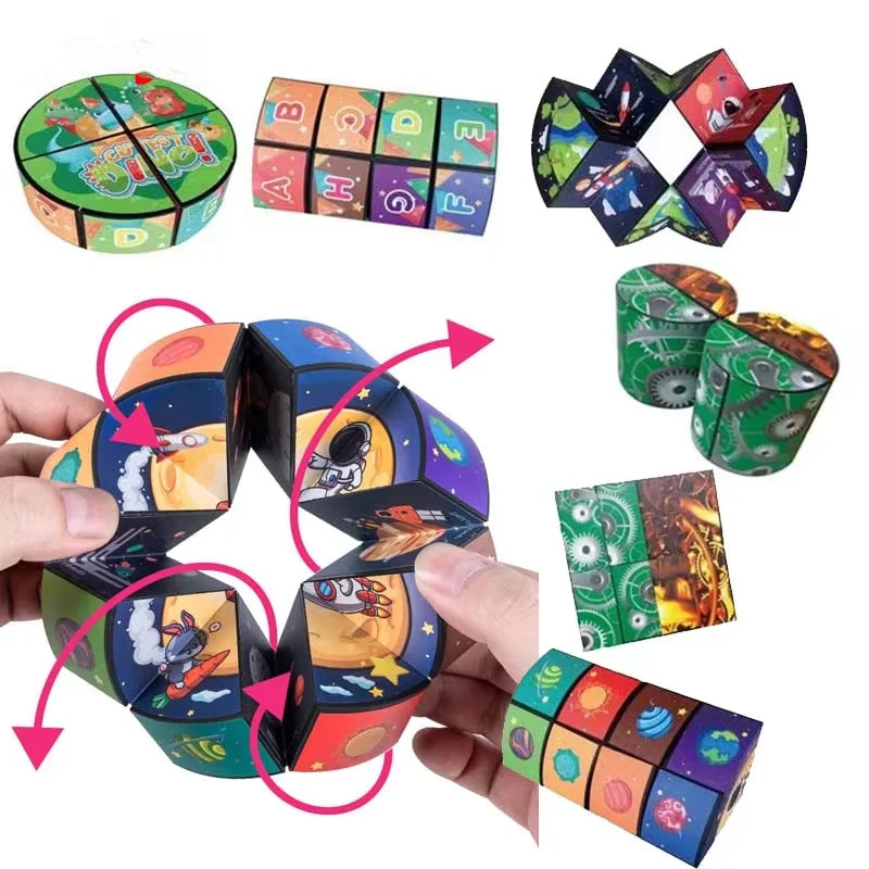 🧠 Smart Fun! Geometric Puzzle Cube Toy 🔄 | Shape-Shifting Fidget Game for Kids & Grown-Ups - ThiGui