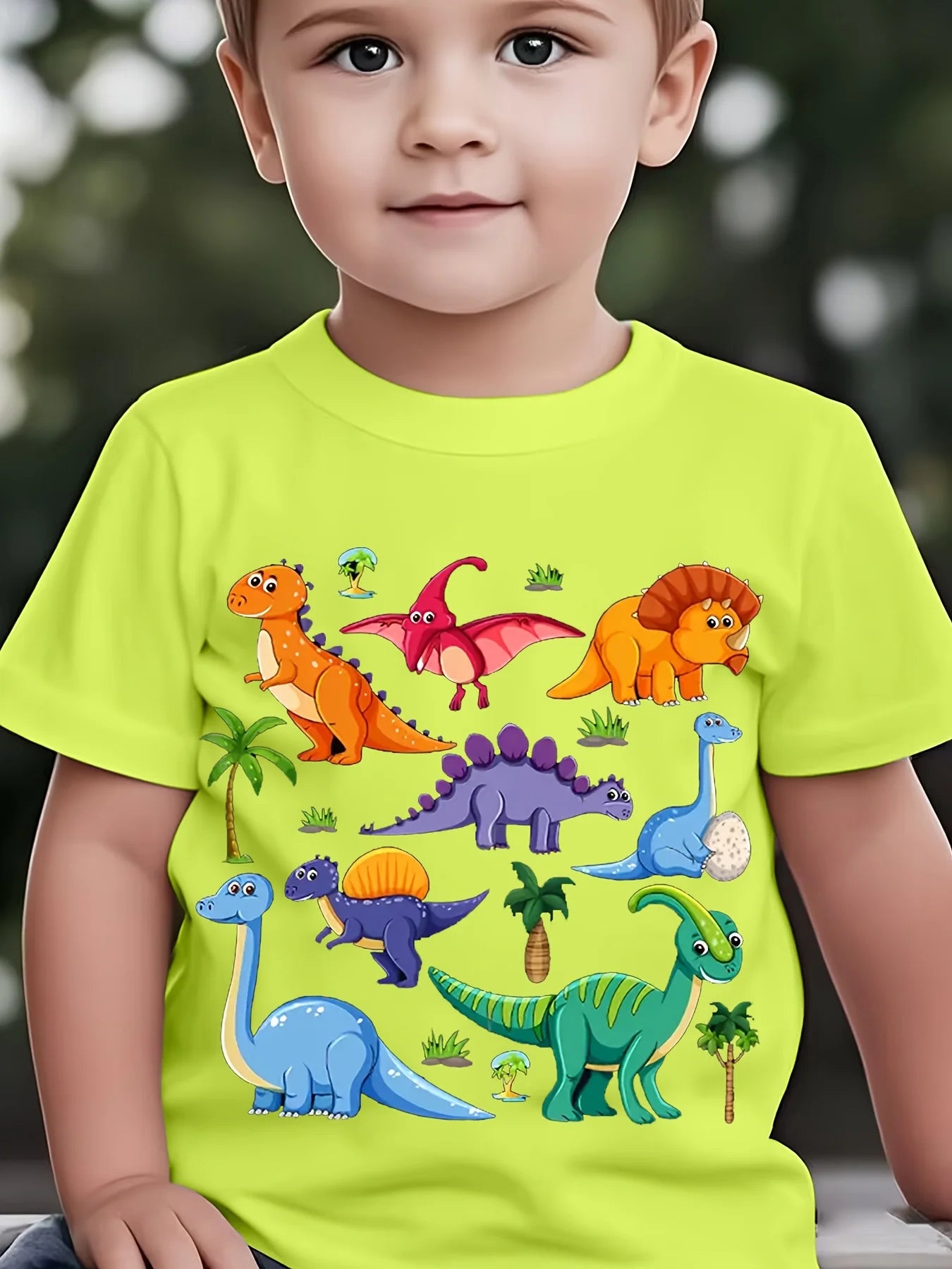 🦖 Cool Dino Vibes! Boys’ Lightweight Cartoon Dinosaur Tee (Ages 3–9) 🧢 - ThiGui
