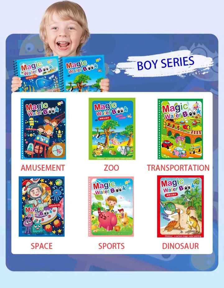 🌈 Magical Water Reveal Book 🖌️ No Mess, All Fun! Perfect for Little Explorers 🚀 - ThiGui