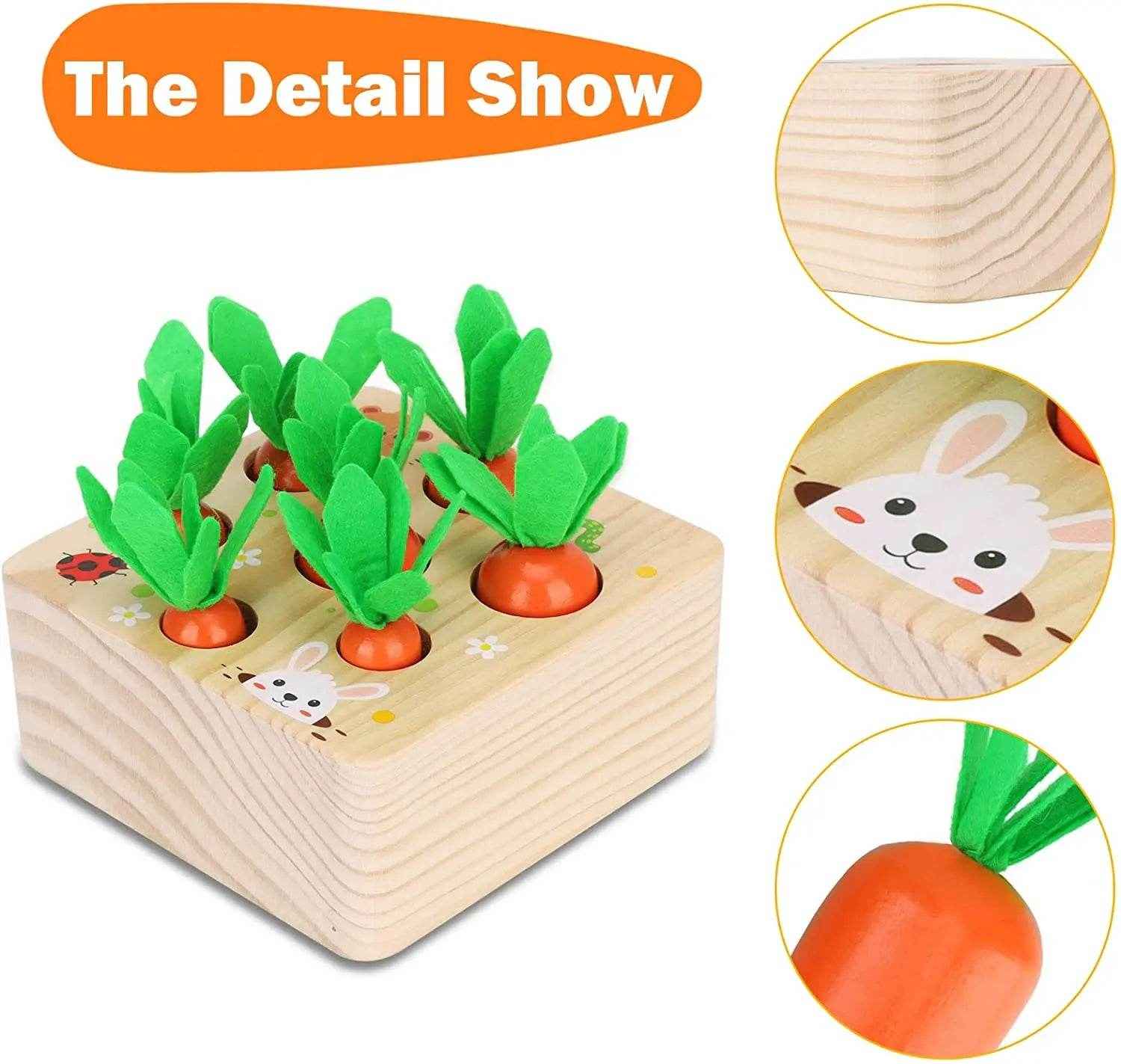 🌳Little Hands Harvest – Wooden Carrot Game for Smart Sorting & Sensory Fun - ThiGui