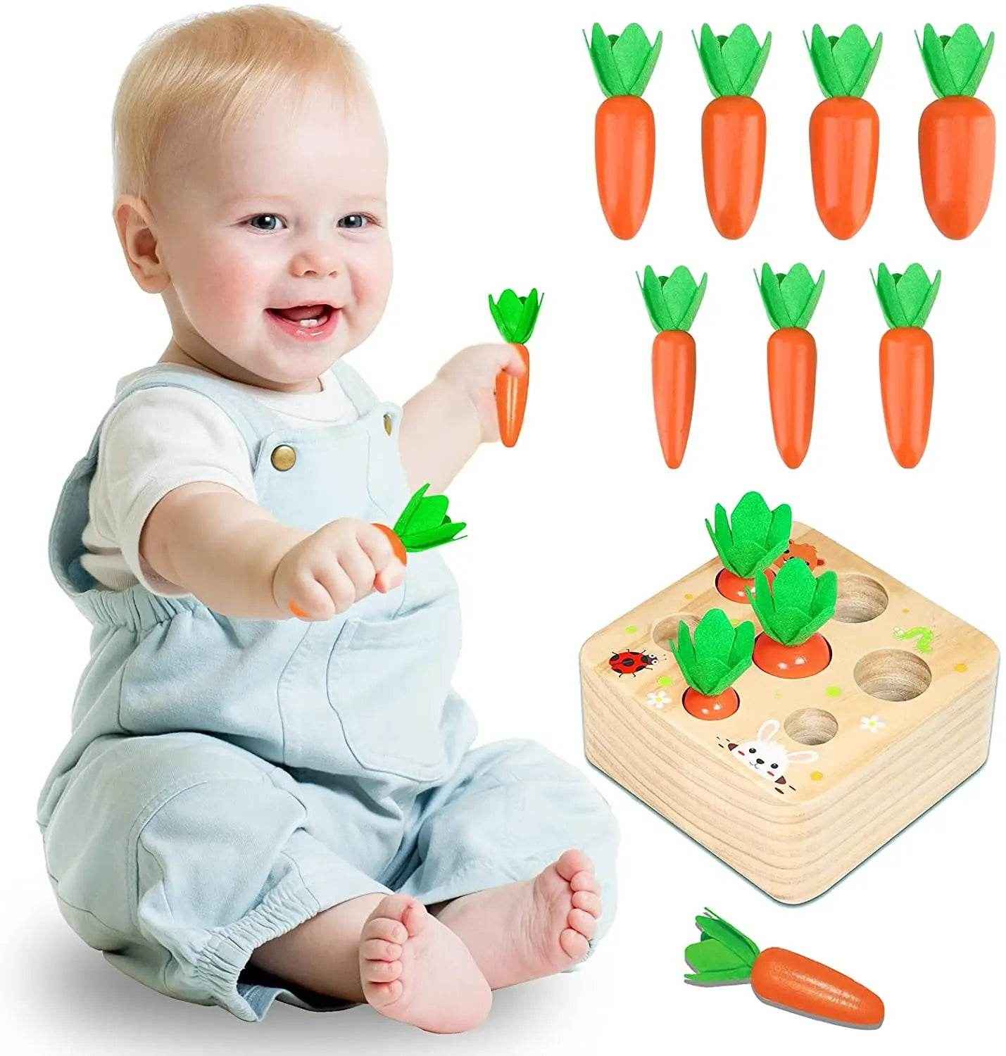 🌳Little Hands Harvest – Wooden Carrot Game for Smart Sorting & Sensory Fun - ThiGui