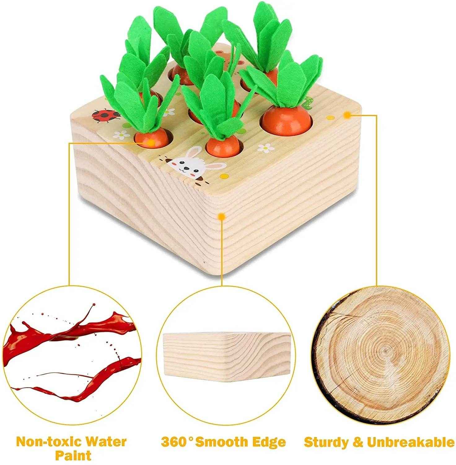 🌳Little Hands Harvest – Wooden Carrot Game for Smart Sorting & Sensory Fun - ThiGui