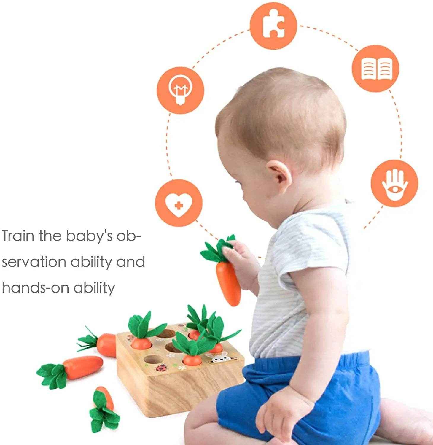 🌳Little Hands Harvest – Wooden Carrot Game for Smart Sorting & Sensory Fun - ThiGui