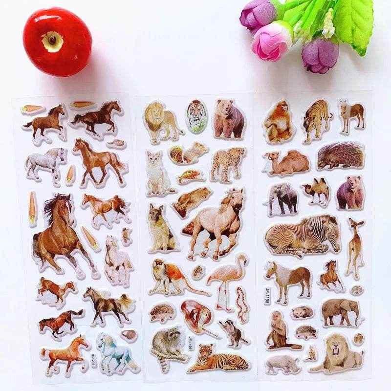 🧸6 Sheets of Puffy Animal Stickers for Boys Who Love Rewards and Wild Creatures - ThiGui
