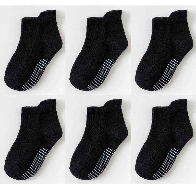 🧦 Comfy Grippy Socks for Little Explorers – 6–12 Pairs of Anti-Slip Cotton Boat Socks (0–5 Years) - ThiGui