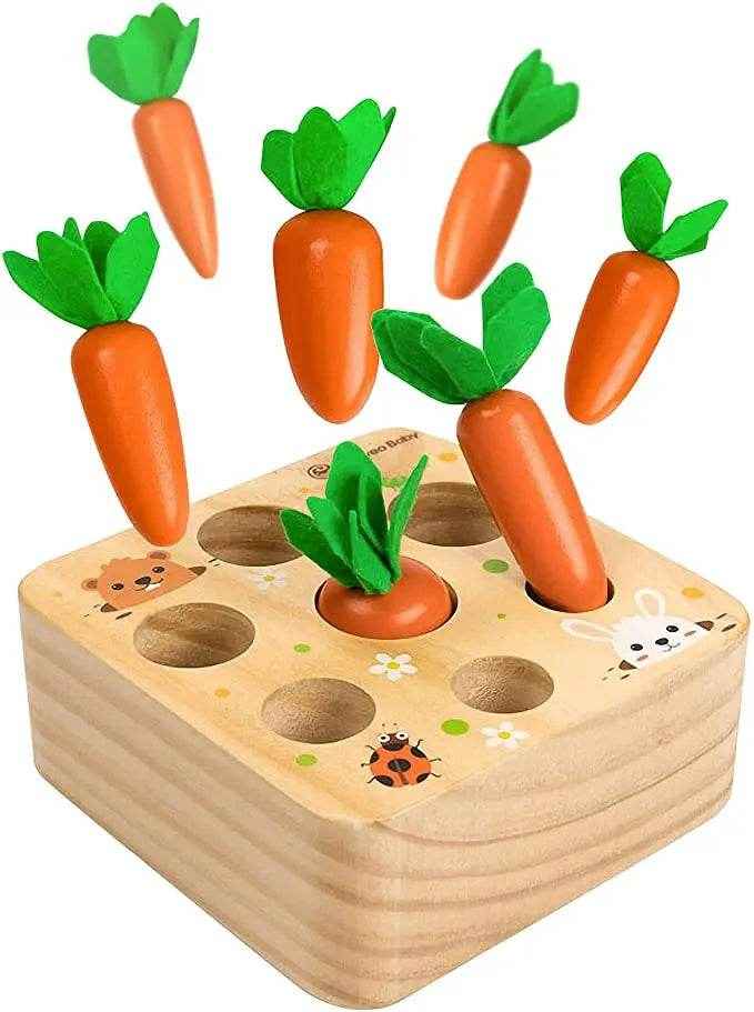🌳Little Hands Harvest – Wooden Carrot Game for Smart Sorting & Sensory Fun - ThiGui