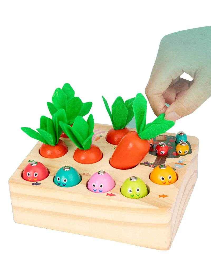 🌳Little Hands Harvest – Wooden Carrot Game for Smart Sorting & Sensory Fun - ThiGui