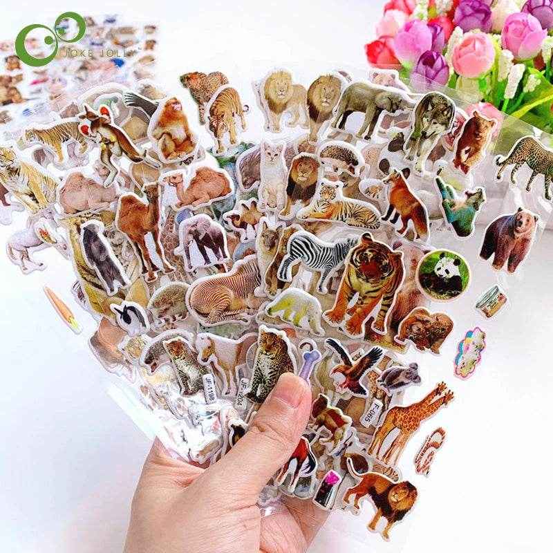 🧸6 Sheets of Puffy Animal Stickers for Boys Who Love Rewards and Wild Creatures - ThiGui