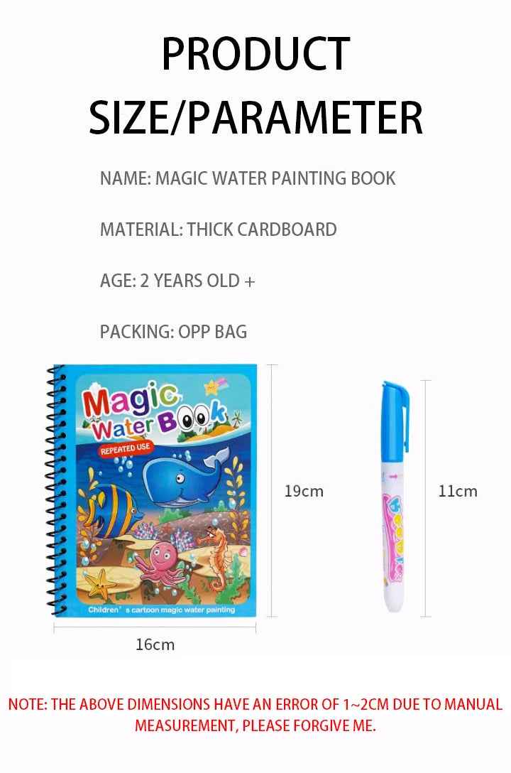 🌈 Magical Water Reveal Book 🖌️ No Mess, All Fun! Perfect for Little Explorers 🚀 - ThiGui