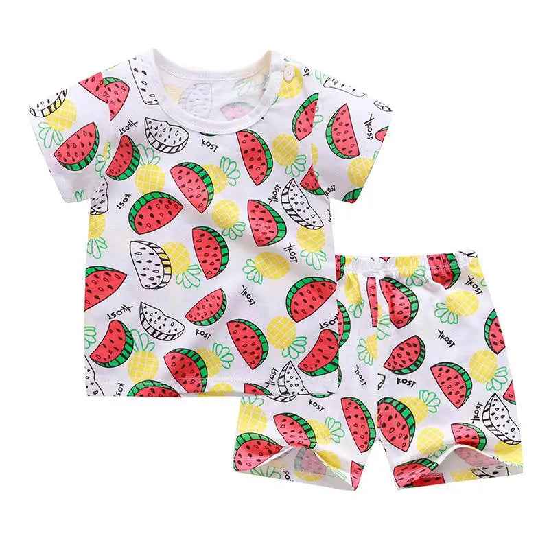 🌞 Too Cute to Miss! Cartoon Summer Tee + Shorts Set for Toddlers (2pcs) 🧒👕🩳 - ThiGui