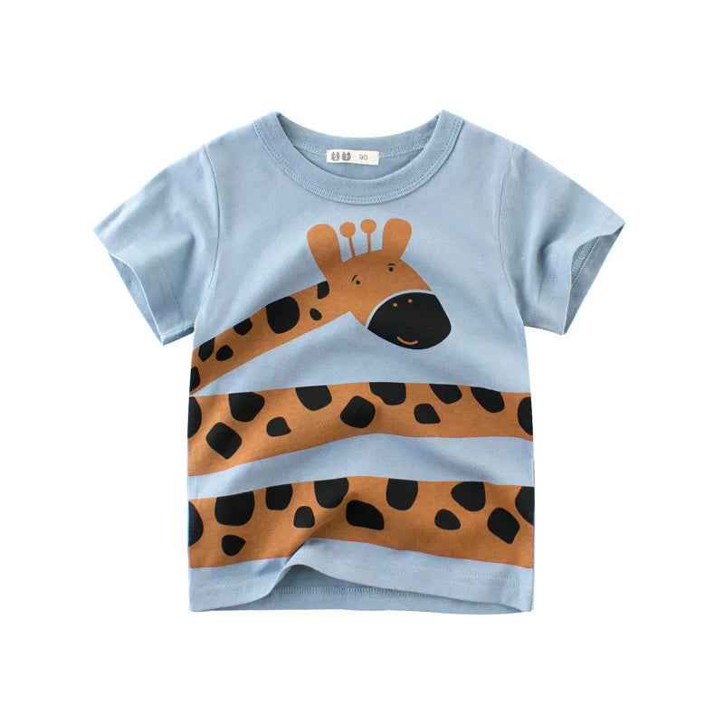 🦁 Wild & Wonderful! Cotton Animal Print Tees for Boys & Girls 🐯✨ - ThiGui
