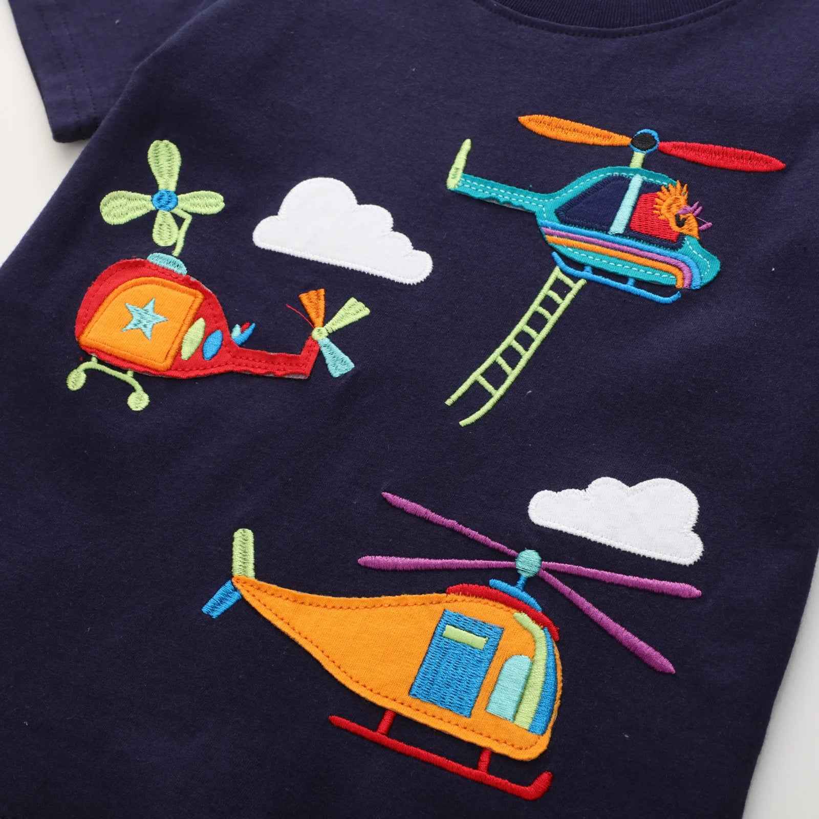 ✈️ High-Flying Style! Embroidered Aircraft Tee for Little Adventurers ☁️ - ThiGui