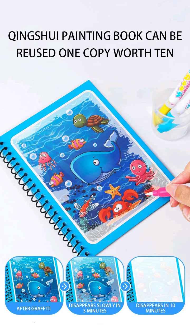 🌈 Magical Water Reveal Book 🖌️ No Mess, All Fun! Perfect for Little Explorers 🚀 - ThiGui