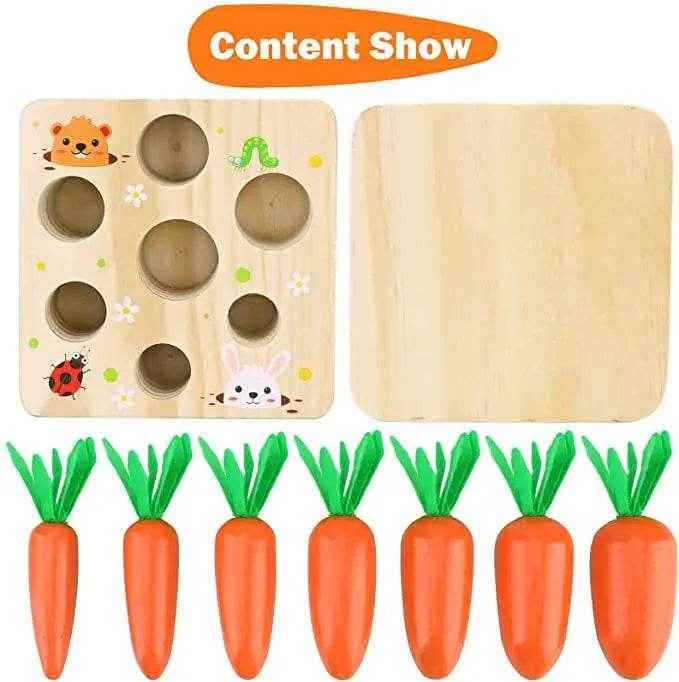 🌳Little Hands Harvest – Wooden Carrot Game for Smart Sorting & Sensory Fun - ThiGui