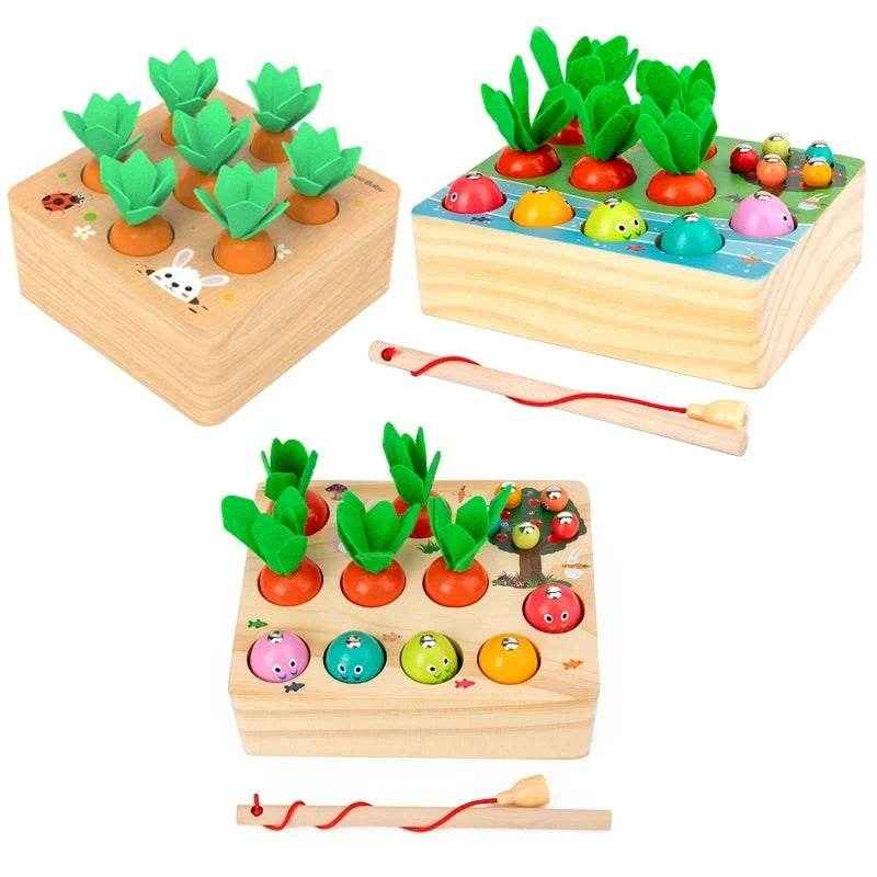 🌳Little Hands Harvest – Wooden Carrot Game for Smart Sorting & Sensory Fun - ThiGui
