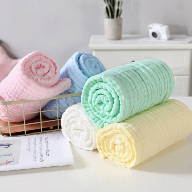 🌿 Soft as a Cloud – Pure Cotton Bubble Muslin Blanket for Snuggly Little Ones 👶🛏️ - ThiGui