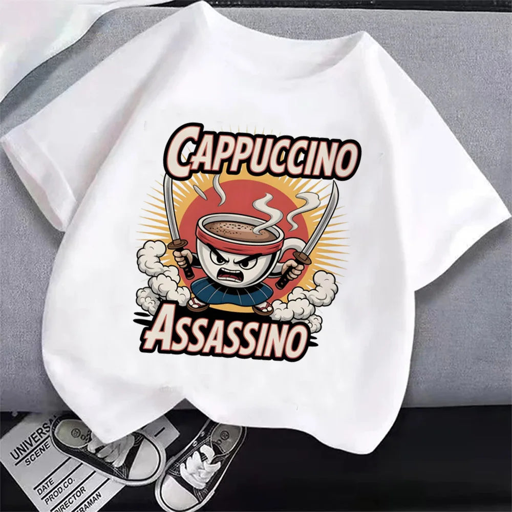 Italian Brainrot Cartoon Boys Tee 🎨😎 Cool Anime Casual T-Shirt - ThiGui
