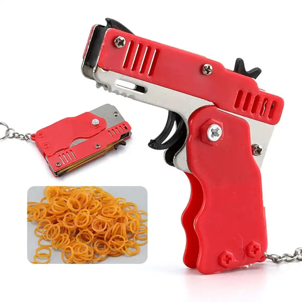 🎯 Mini Rubber Band Gun Keychain 🔫 | 60 Shots of Safe Fun for Boys on the Go! 🚗💨 - ThiGui
