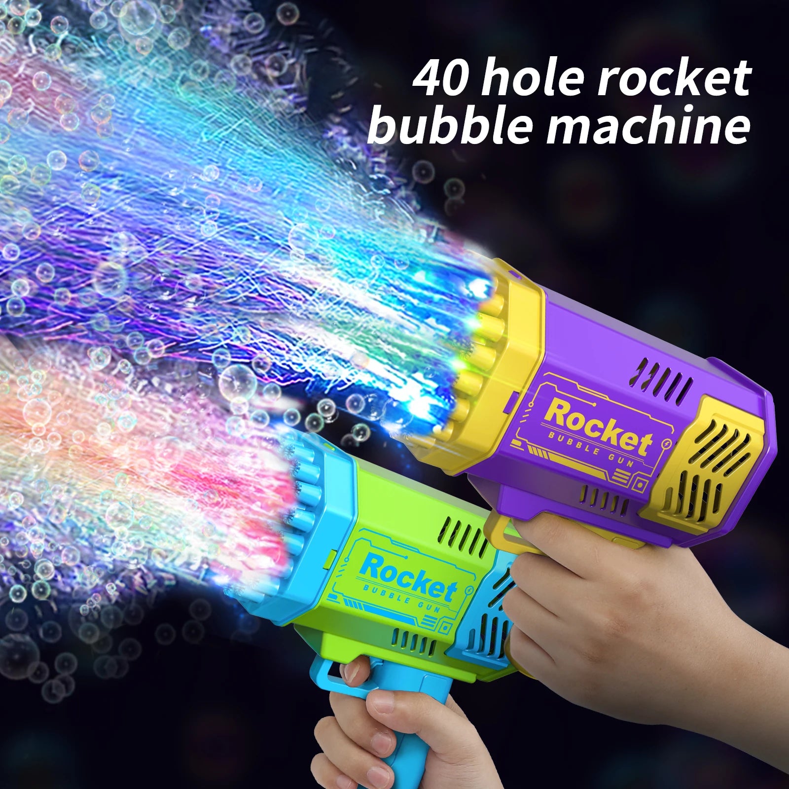 🔫 40-Hole Light-Up Bubble Gun – A Bubble Blast of Fun for Outdoor Play! 🫧 - ThiGui
