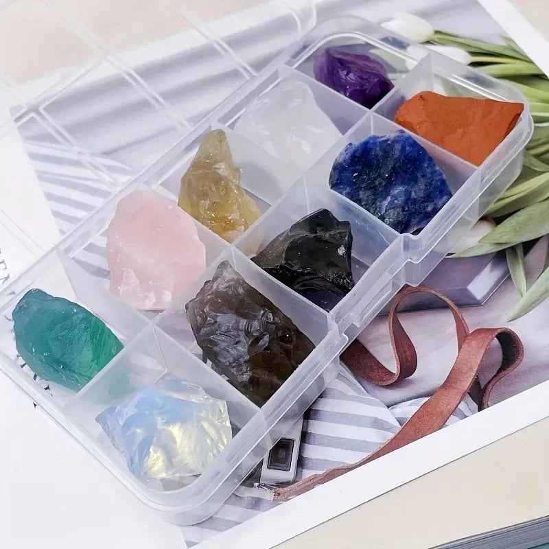 🌈 10 Raw Crystals in a Box – Rough & Ready Natural Stones for Boys Who Love Rocks! - ThiGui