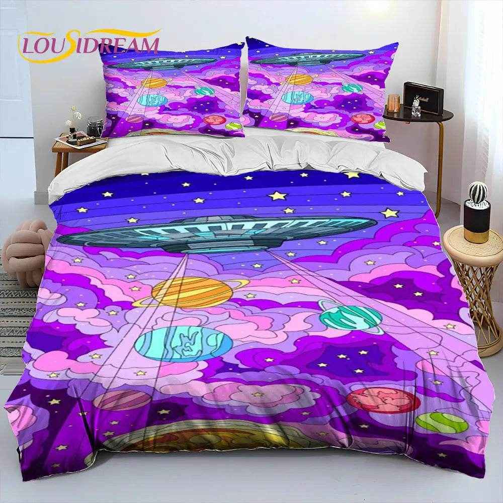 🚀Blast Off to Dreamland! Space-Themed Bedding Set for Future Astronauts - ThiGui