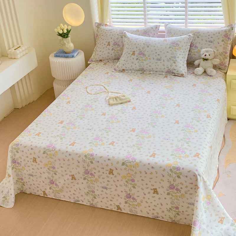 🛏️Fresh Flowers, Sweet Dreams – Soft Cotton Bed Sheet for Kids 🌸 - ThiGui