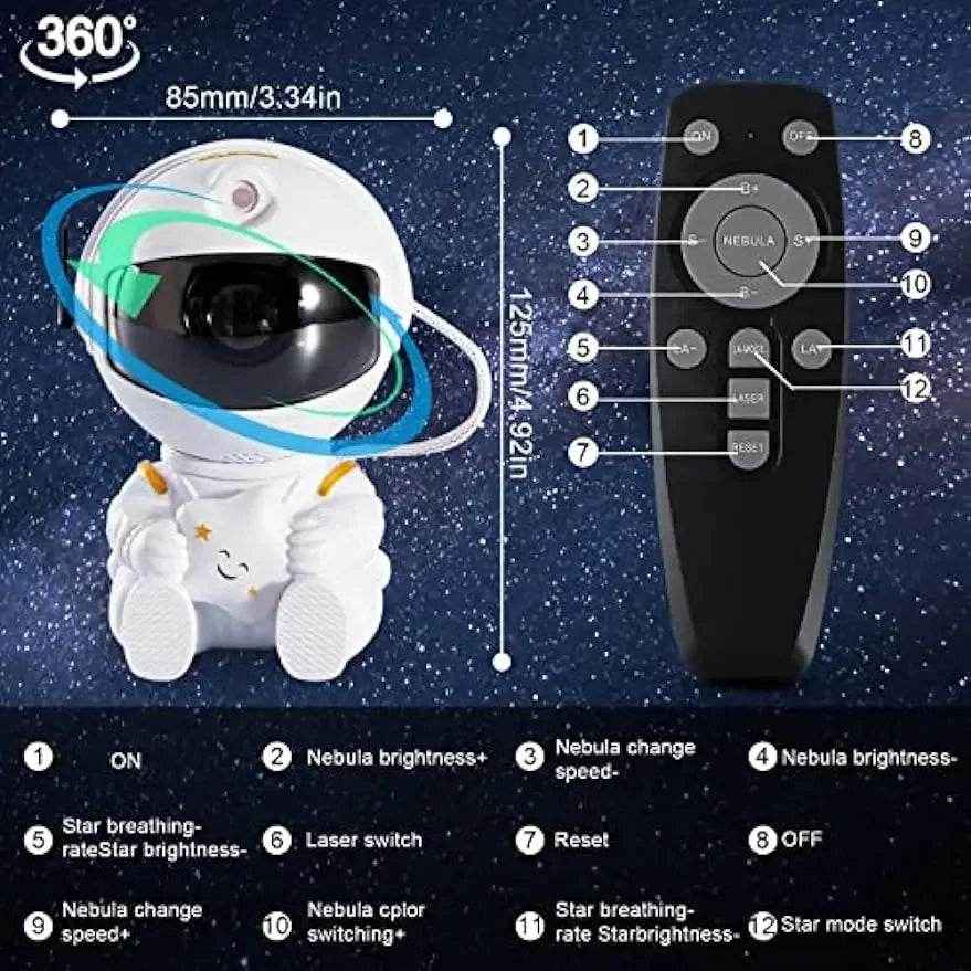 🚀Astronaut Galaxy Night Light Projector for Boys Who Love Stars Rockets and Sleepy Magic - ThiGui