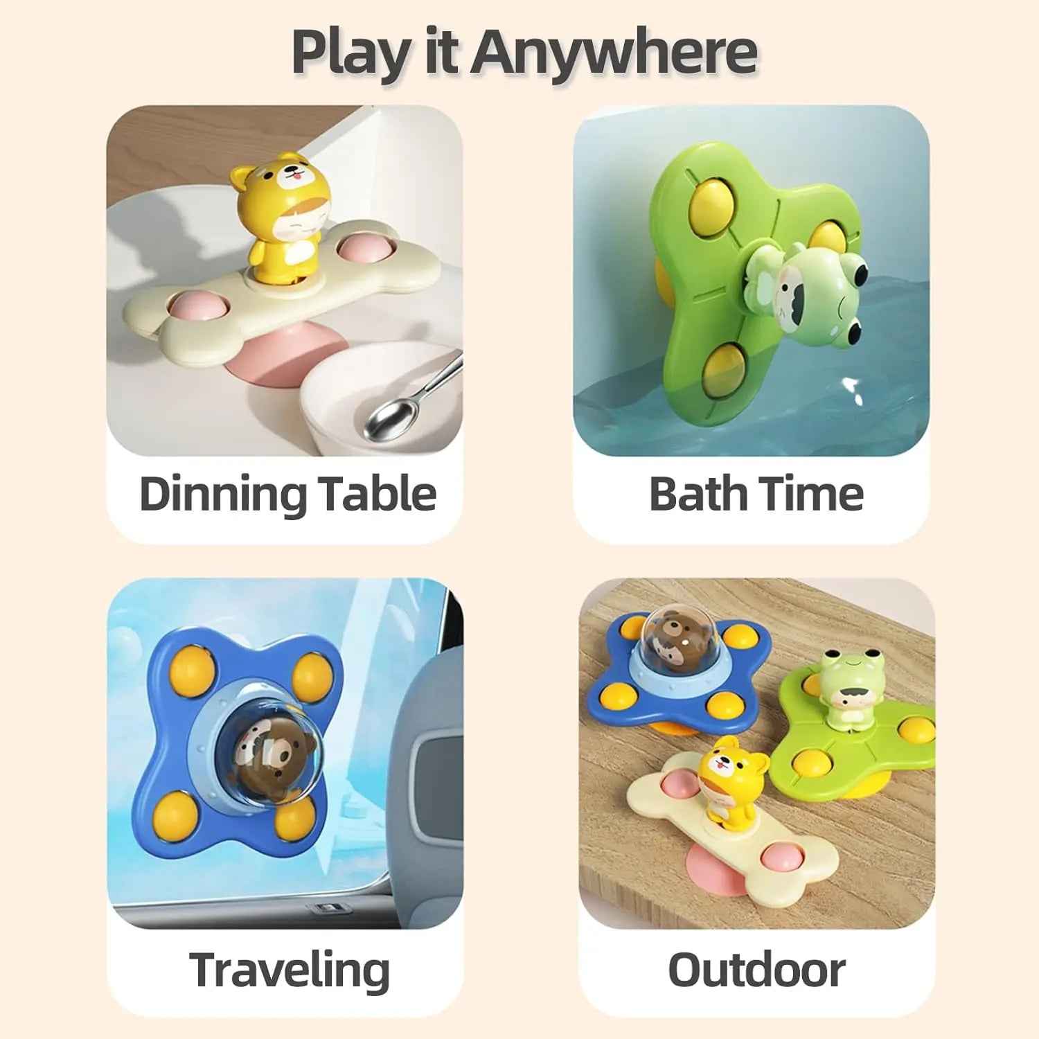 🌀 Stick, Spin & Smile – Suction Spinner Toy for Busy Little Hands! 🌈👶 - ThiGui