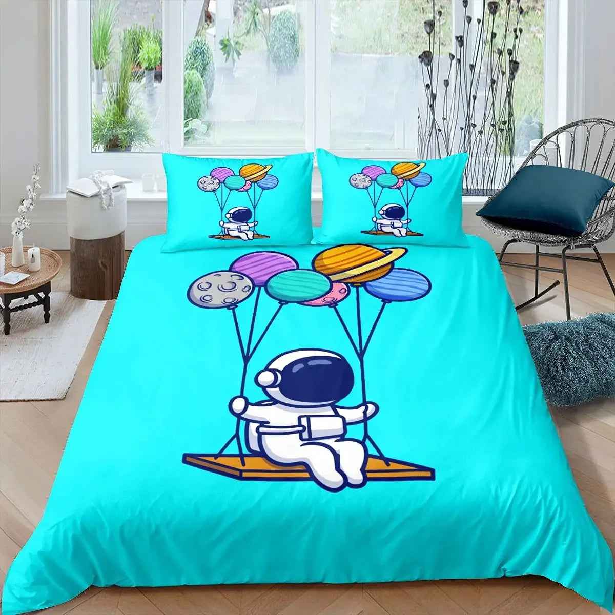 🚀Up, Up, and Asleep! Adorable Astronaut Bedding Set for Little Space Explorers - ThiGui