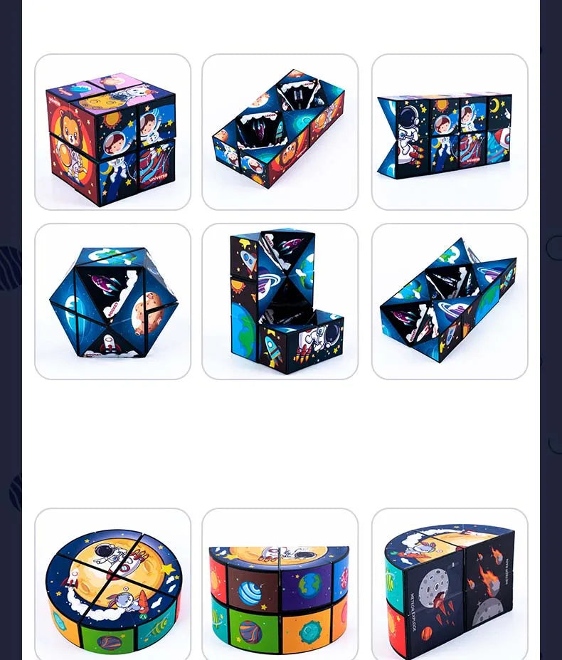🧠 Smart Fun! Geometric Puzzle Cube Toy 🔄 | Shape-Shifting Fidget Game for Kids & Grown-Ups - ThiGui
