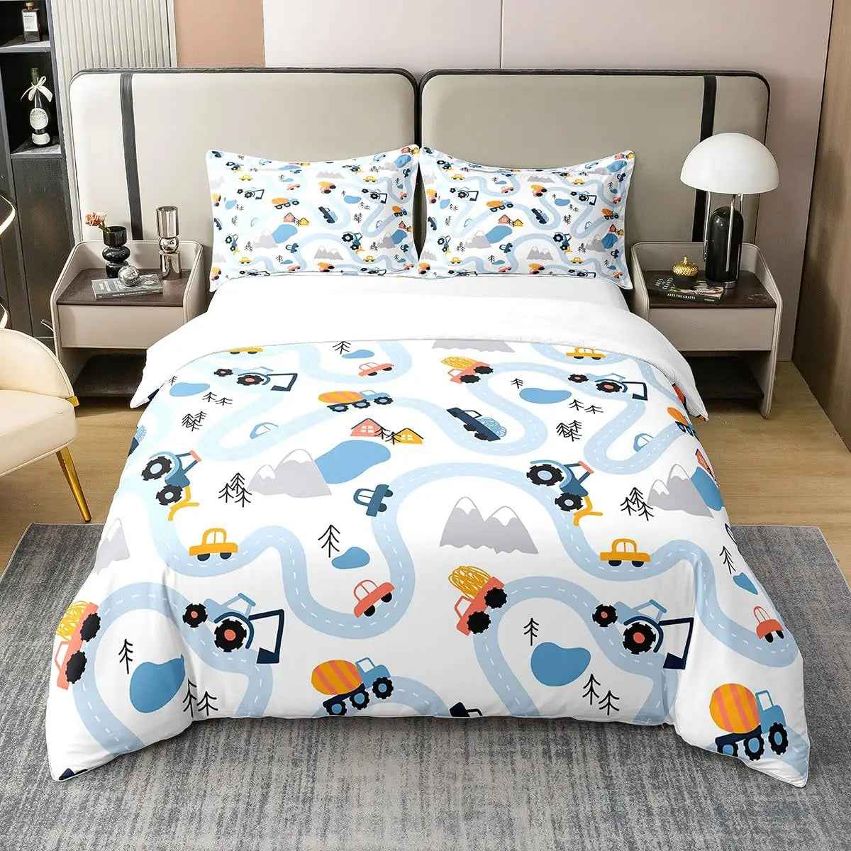 🚗Vroom into Dreamland! Colourful Car Duvet Set for Little Drivers 💤 - ThiGui