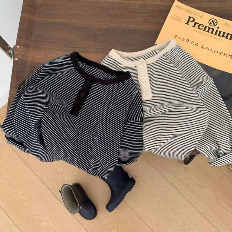 🌟 Autumn Essential! Soft Striped Long Sleeve Tee for Stylish Little Ones 👦👧🍂 - ThiGui