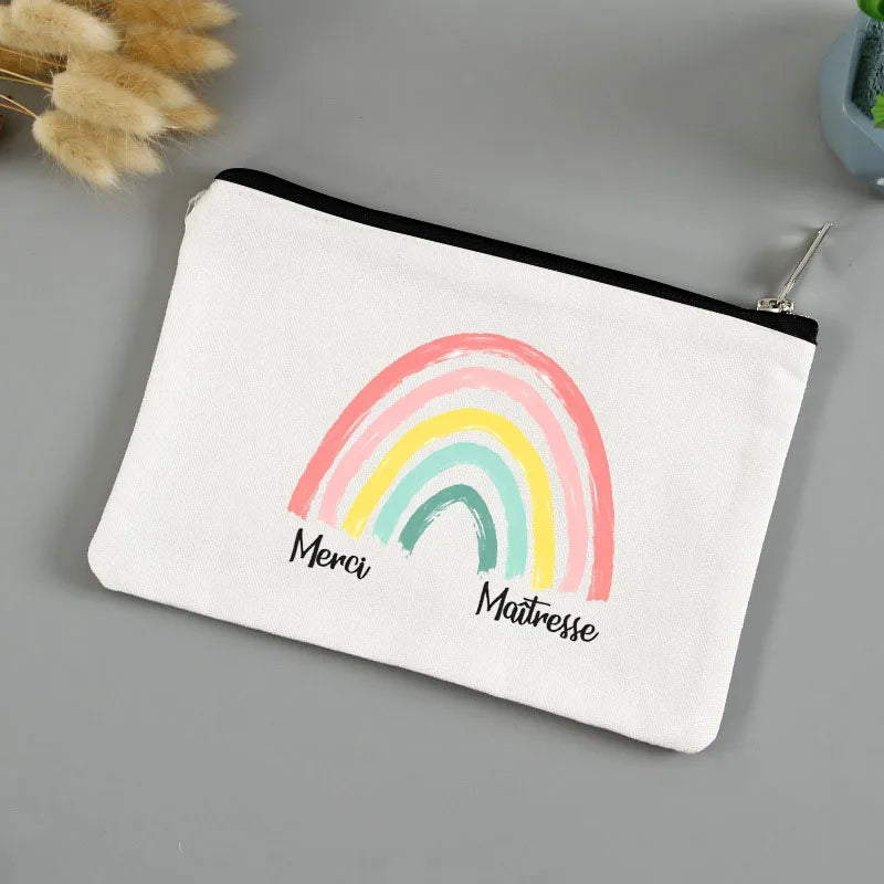 💄🖍️ Merci Maîtresse! Stylish Makeup & Pencil Pouch for Teacher Appreciation 💐🎁 - ThiGui