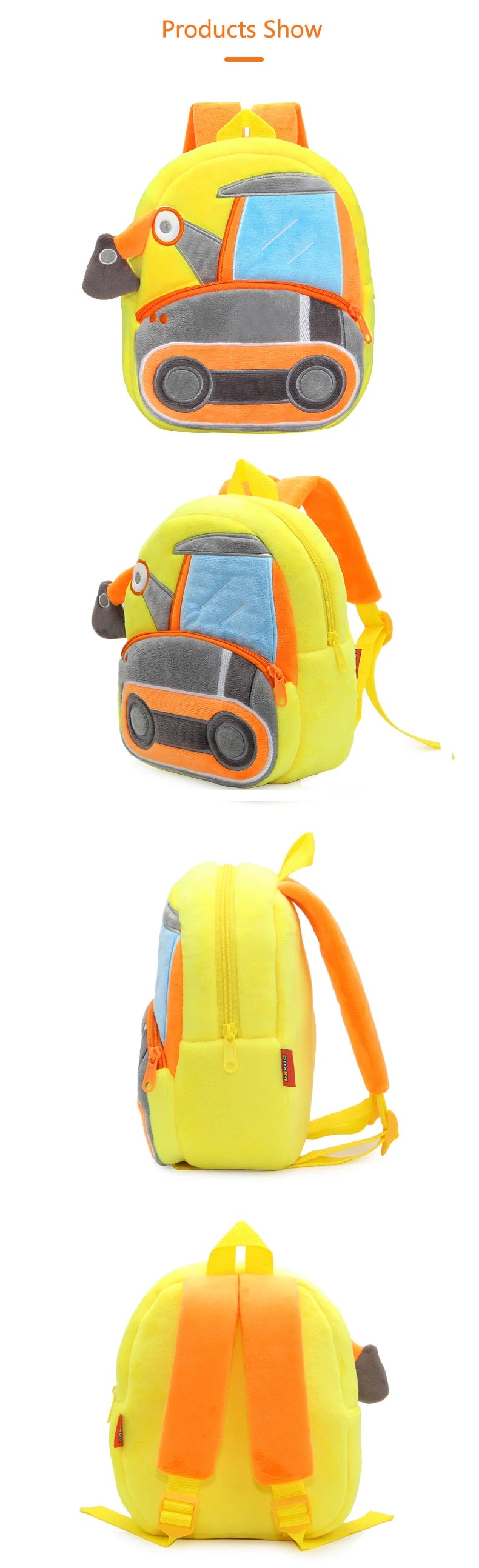 🚧👷‍♂️ Excavator Plush Backpack – Soft & Fun Schoolbag for Tiny Construction Fans! 🎒💛 - ThiGui