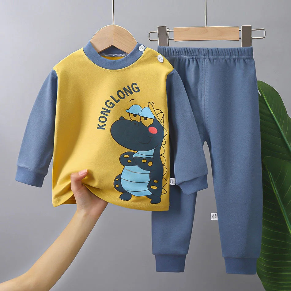 🦕 Snuggle Up in Dino Dreams – Comfy Cotton PJs for Boys & Girls 🌙💤 - ThiGui