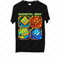 Dash Into Fun Geometry Dash Tee 🎮⚡ Cool 3D Gaming Cotton T-Shirt - ThiGui