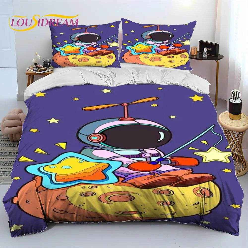 🚀Blast Off to Dreamland! Space-Themed Bedding Set for Future Astronauts - ThiGui