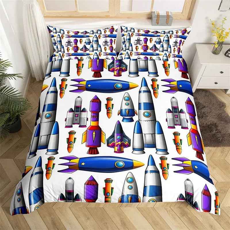 ✈️ Soaring into Sweet Dreams – Cartoon Airplane Bedding Set for Boys - ThiGui