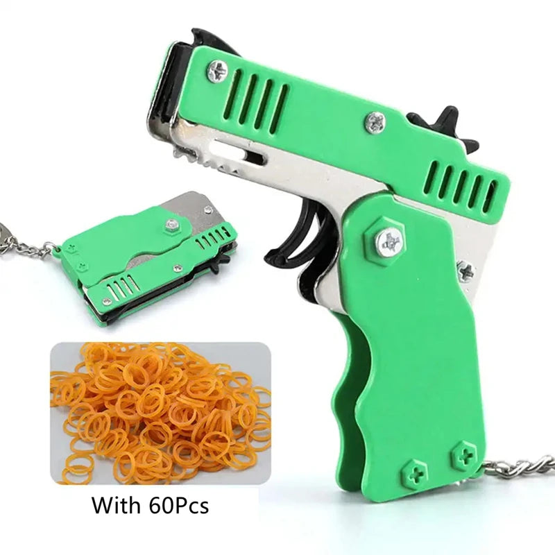 🎯 Mini Rubber Band Gun Keychain 🔫 | 60 Shots of Safe Fun for Boys on the Go! 🚗💨 - ThiGui