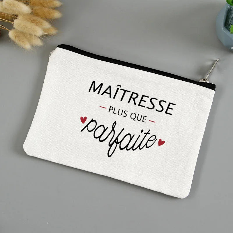 💄🖍️ Merci Maîtresse! Stylish Makeup & Pencil Pouch for Teacher Appreciation 💐🎁 - ThiGui