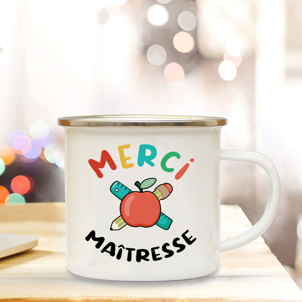 🍎 Super Teacher Enamel Mug – The Perfect Thank You Gift for a Lovely Mistress! 💐 - ThiGui
