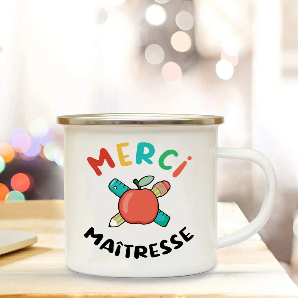 🍎 Super Teacher Enamel Mug – The Perfect Thank You Gift for a Lovely Mistress! 💐 - ThiGui