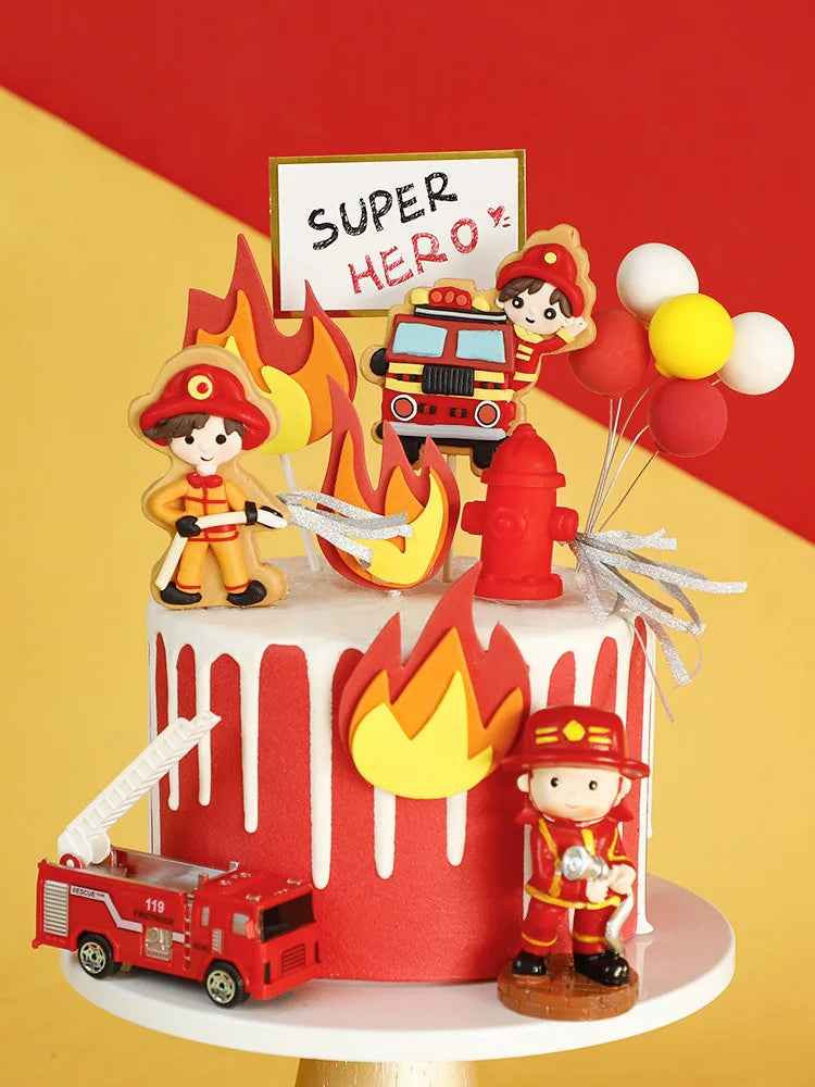🎂Turn Up the Heat – Firefighter Cake Toppers for a Blaze of Birthday Fun! - ThiGui