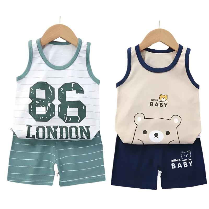 👕Breezy & Comfy Cotton Tank Set – Perfect for Sunny Days and Busy Little Bees!🩳 - ThiGui