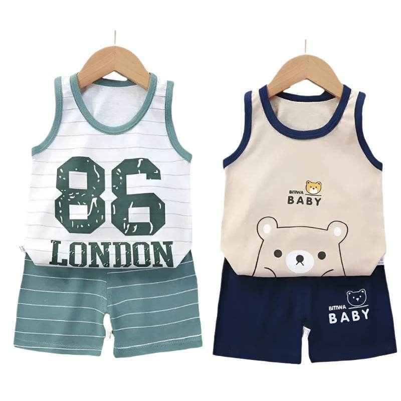 🌞Cool & Comfy Summer Outfit for Little Explorers – Cotton Tank & Shorts Set - ThiGui