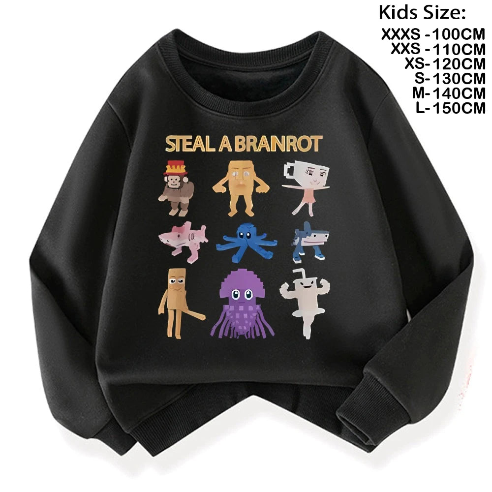 67 Six Seven Brainrot Kids Hoodie 🔥🧥 Warm & Trendy Cartoon Sweatshirt - ThiGui